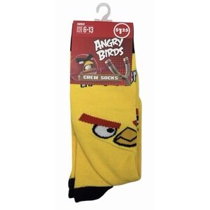 Angry Birds Crew Socks Adult 6-13 Yellow Cartoon Novelty New Unisex